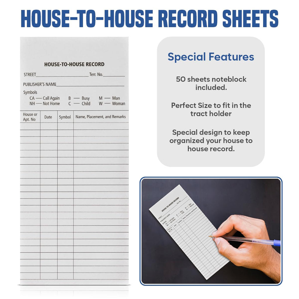 50 House-t-House Record Sheets for Field Service
