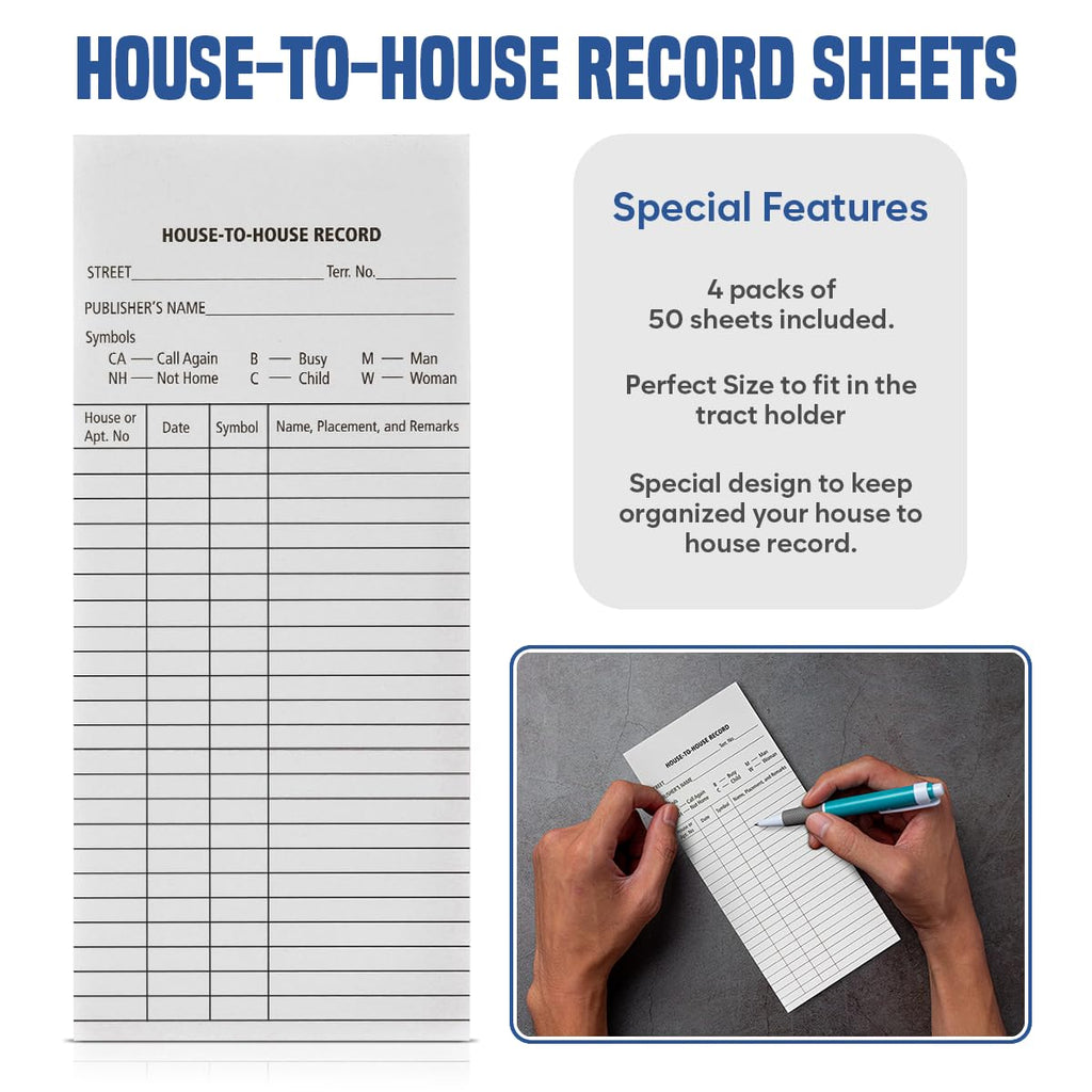 50 House-t-House Record Sheets for Field Service