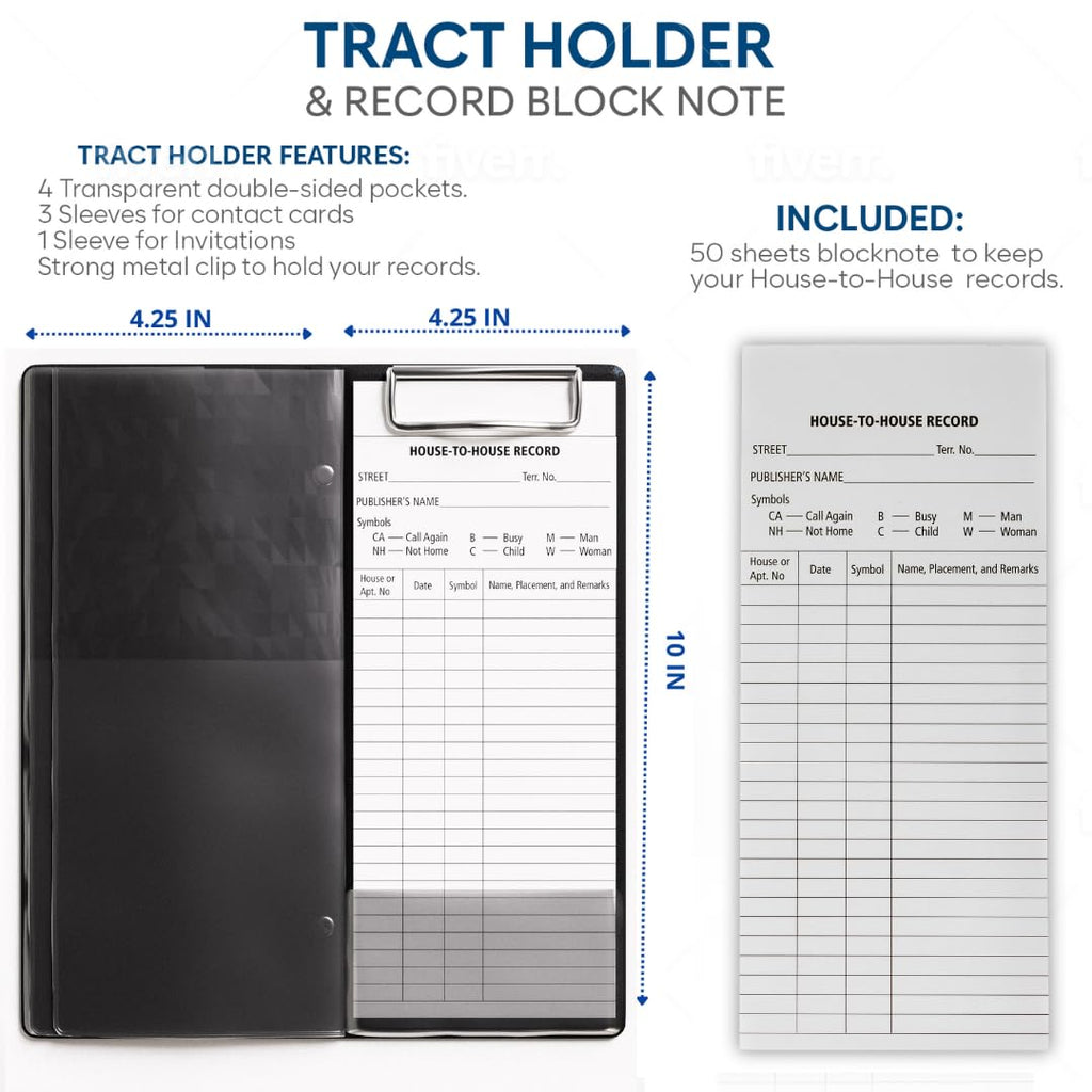 Portable Tract Holder - 50 house-to-house sheets included