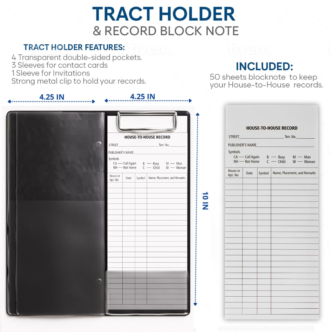 Portable Tract Holder - 50 house-to-house sheets included