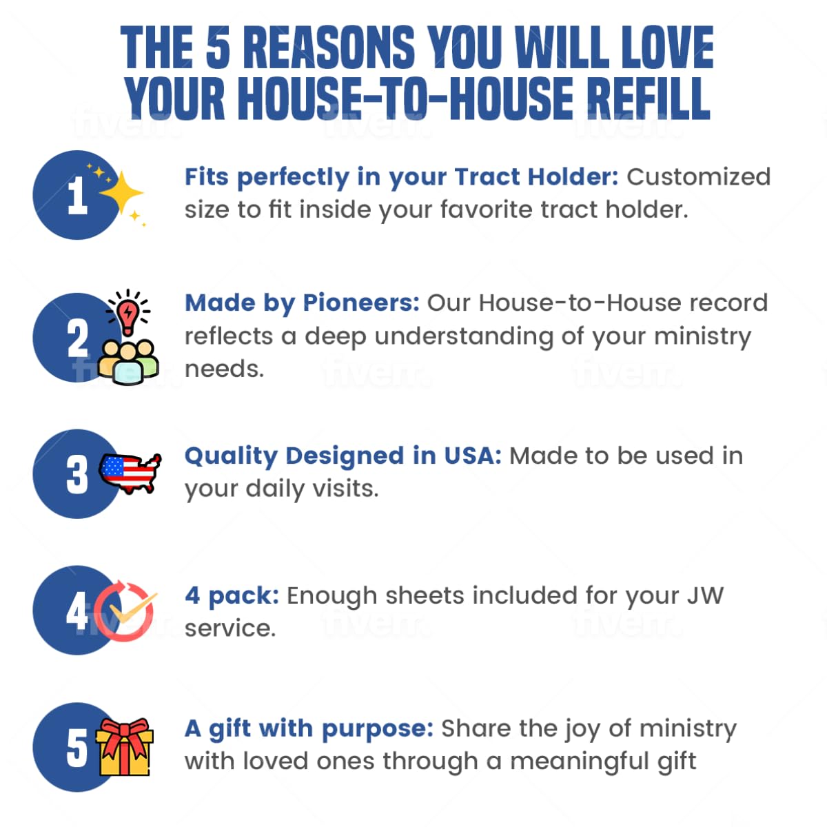 50 House-t-House Record Sheets for Field Service