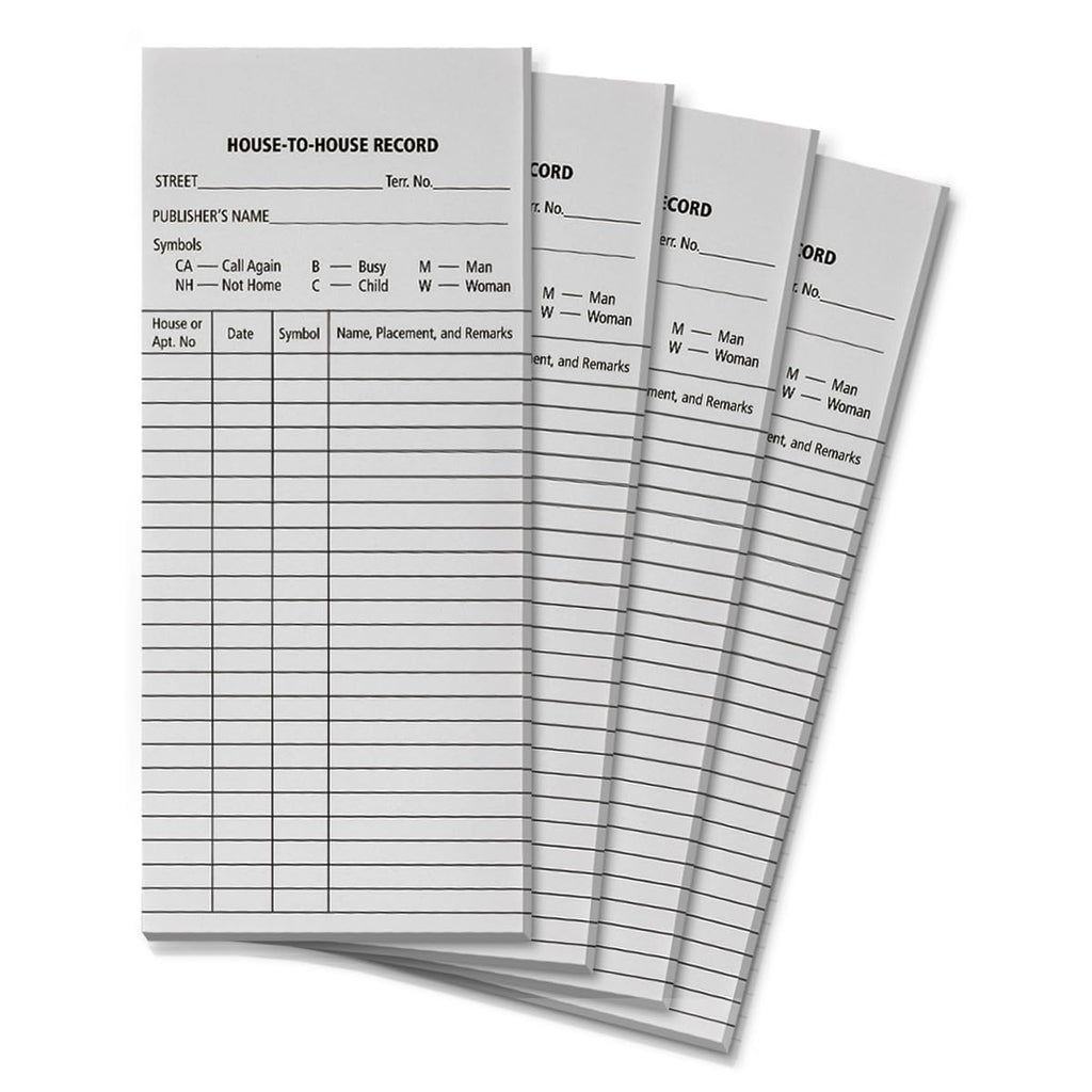 50 House-t-House Record Sheets for Field Service